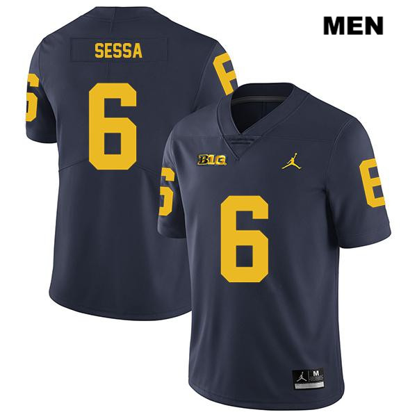 Men's NCAA Michigan Wolverines Michael Sessa #6 Navy Jordan Brand Authentic Stitched Legend Football College Jersey MO25Z31TN